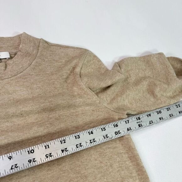Vince Sweater Womens Medium Tan Neutral Cozy Mock Neck Neutral Minimalist - Picture 2 of 9